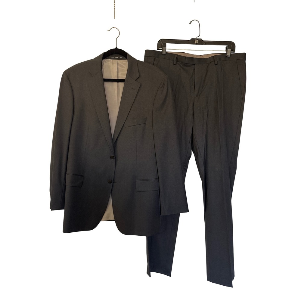 Hugo Boss Pasolini Movie Suit Mens 42R Dark Gray Super 100 Wool 2 Piece Set